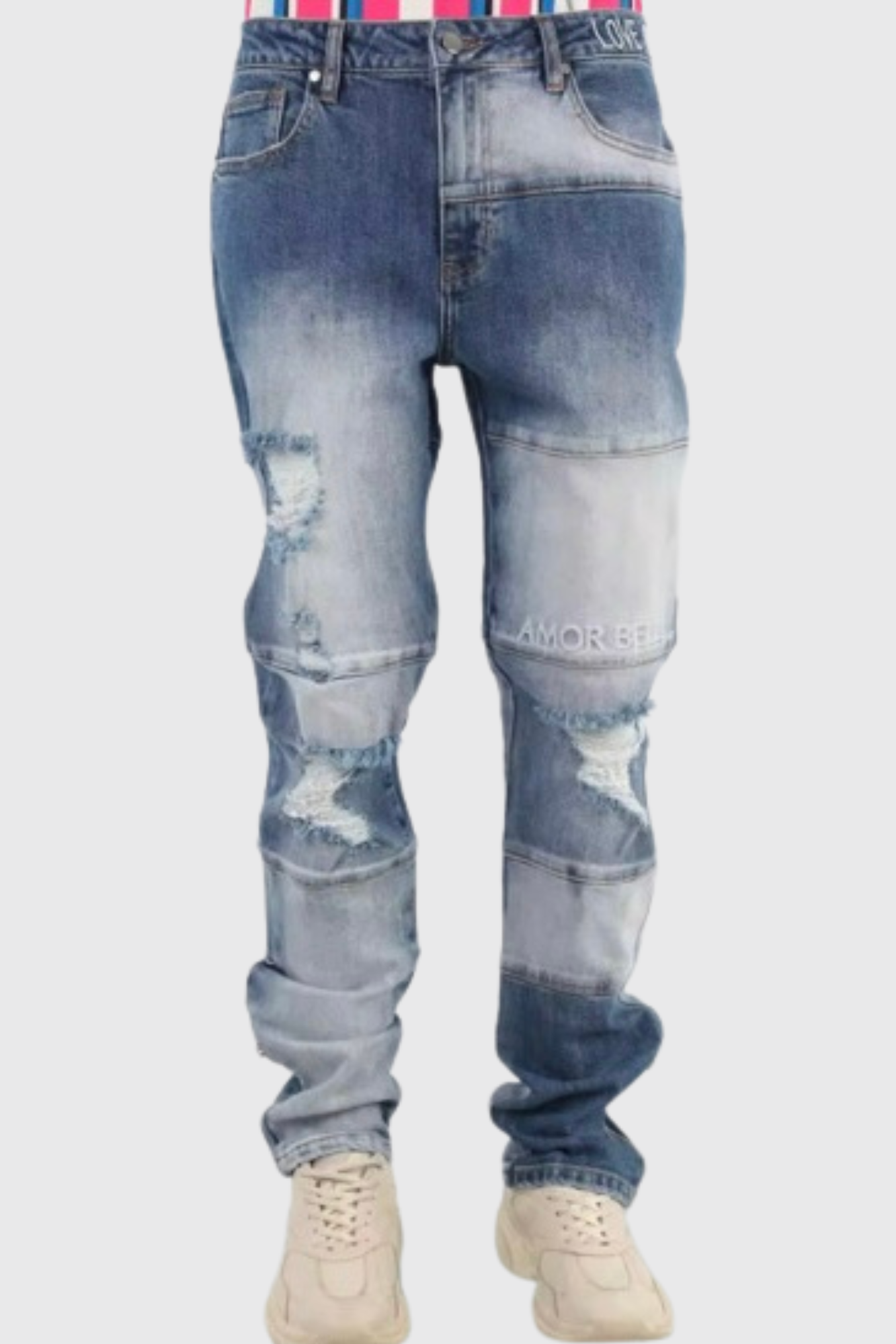 2-Tone Distressed Jeans