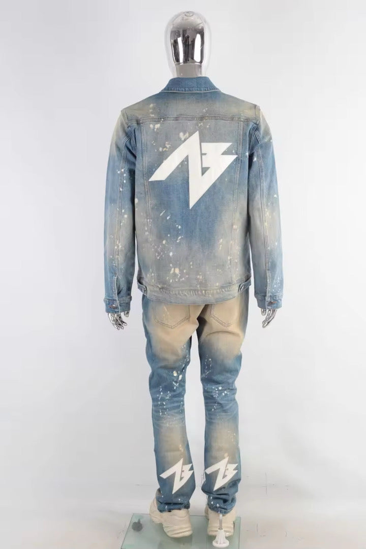 Distressed Spray Denim Trucker
