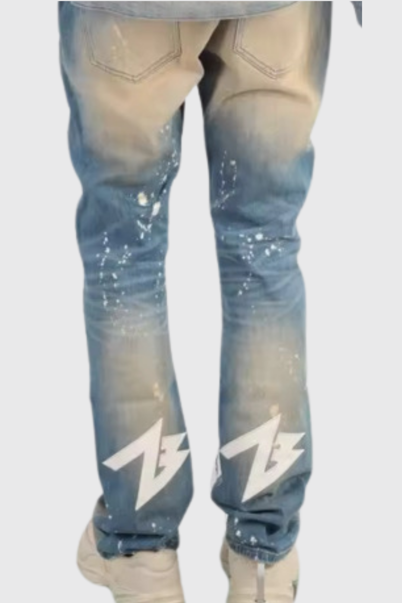 Distressed Spray Flare Jeans