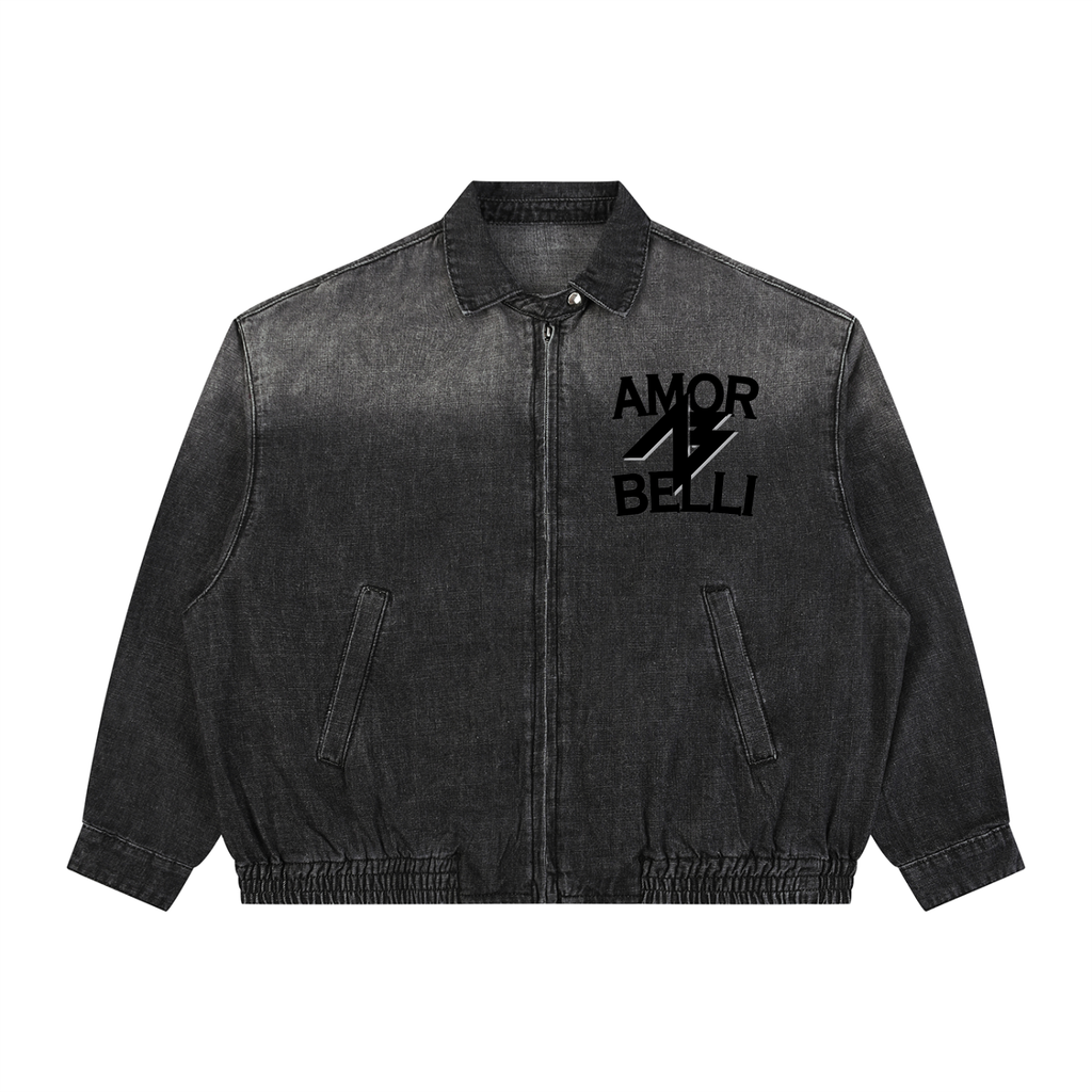LOVE OVER WAR Bomber Denim Jacket
