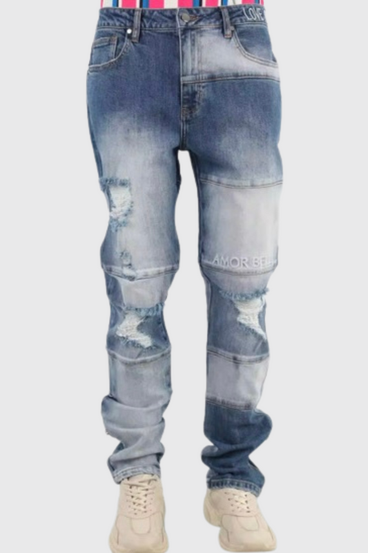 2-Tone Distressed Jeans
