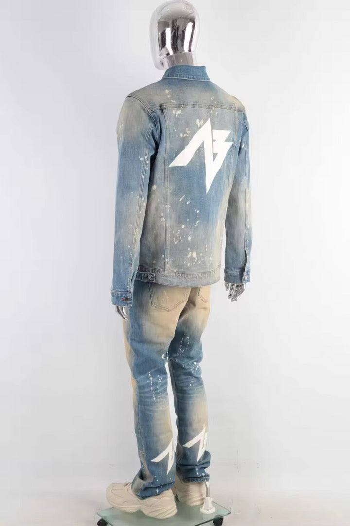 Distressed Spray Denim Trucker