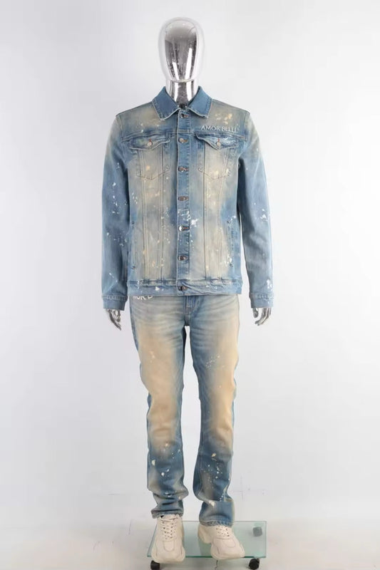Distressed Spray Denim Trucker