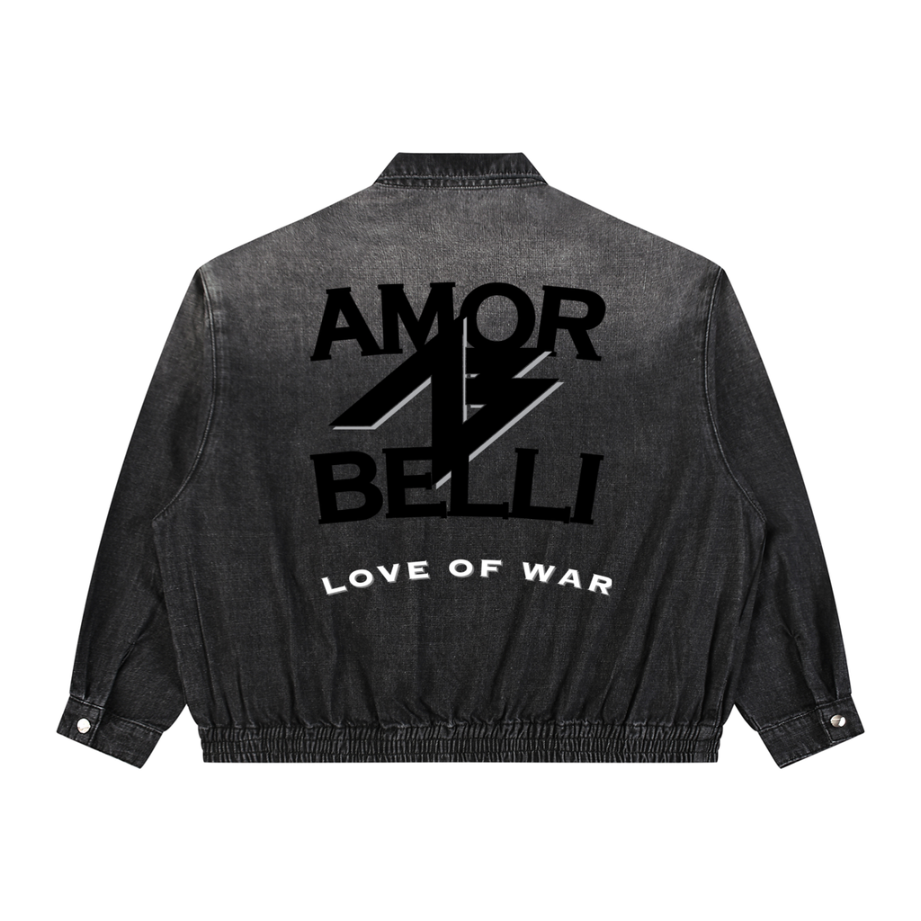 LOVE OVER WAR Bomber Denim Jacket